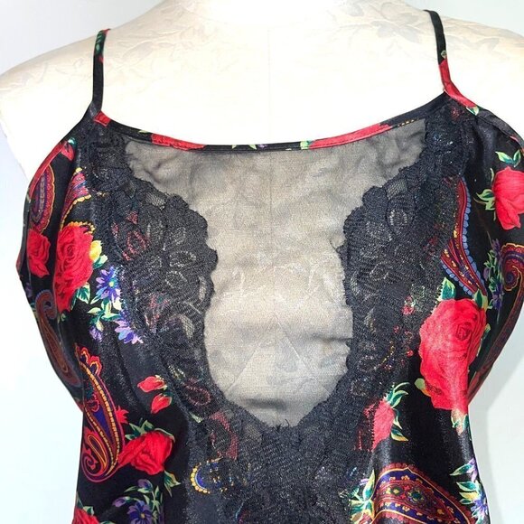 Delicates Panties Camisole Set Womens Medium M Vintage High Cut Paisley Rose - Picture 8 of 13